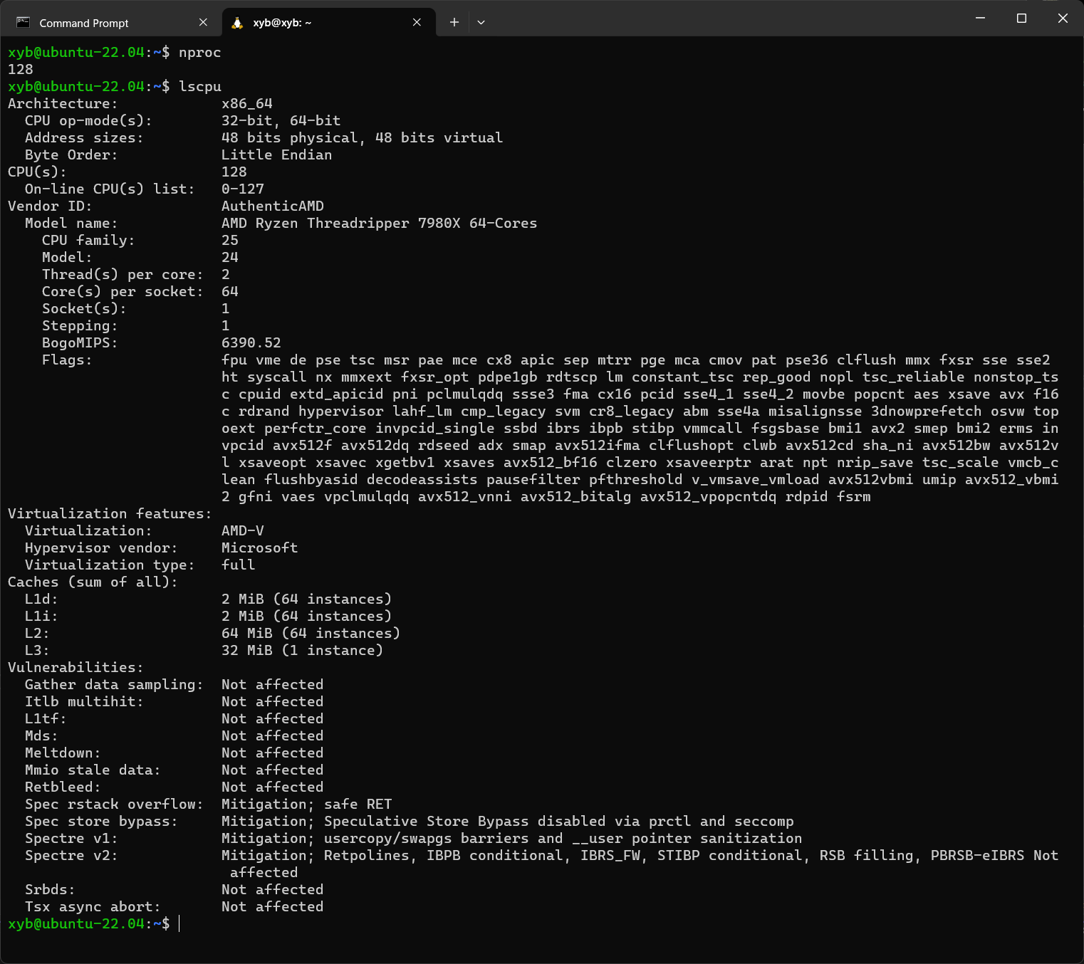 use more than 64 cores in WSL2